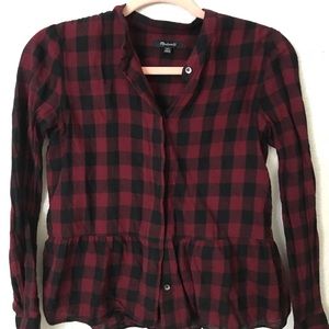 Madewell Plaid Peplum Shirt